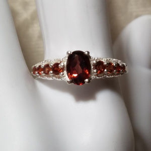 Garnet 9 Stone 1.42ctw Sterling Silver Ring NWT